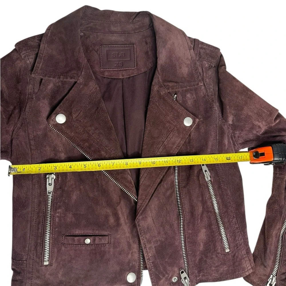 SL8 by BlankNYC Marion Suede Moto Jacket in eggplant xs - Picture 9 of 13